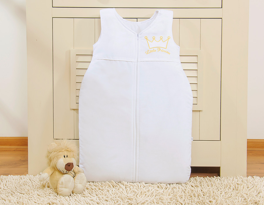 Cotton sleeping bag for children, size M, 6-12 months, TOG 2.5, all-season, Little Princess white