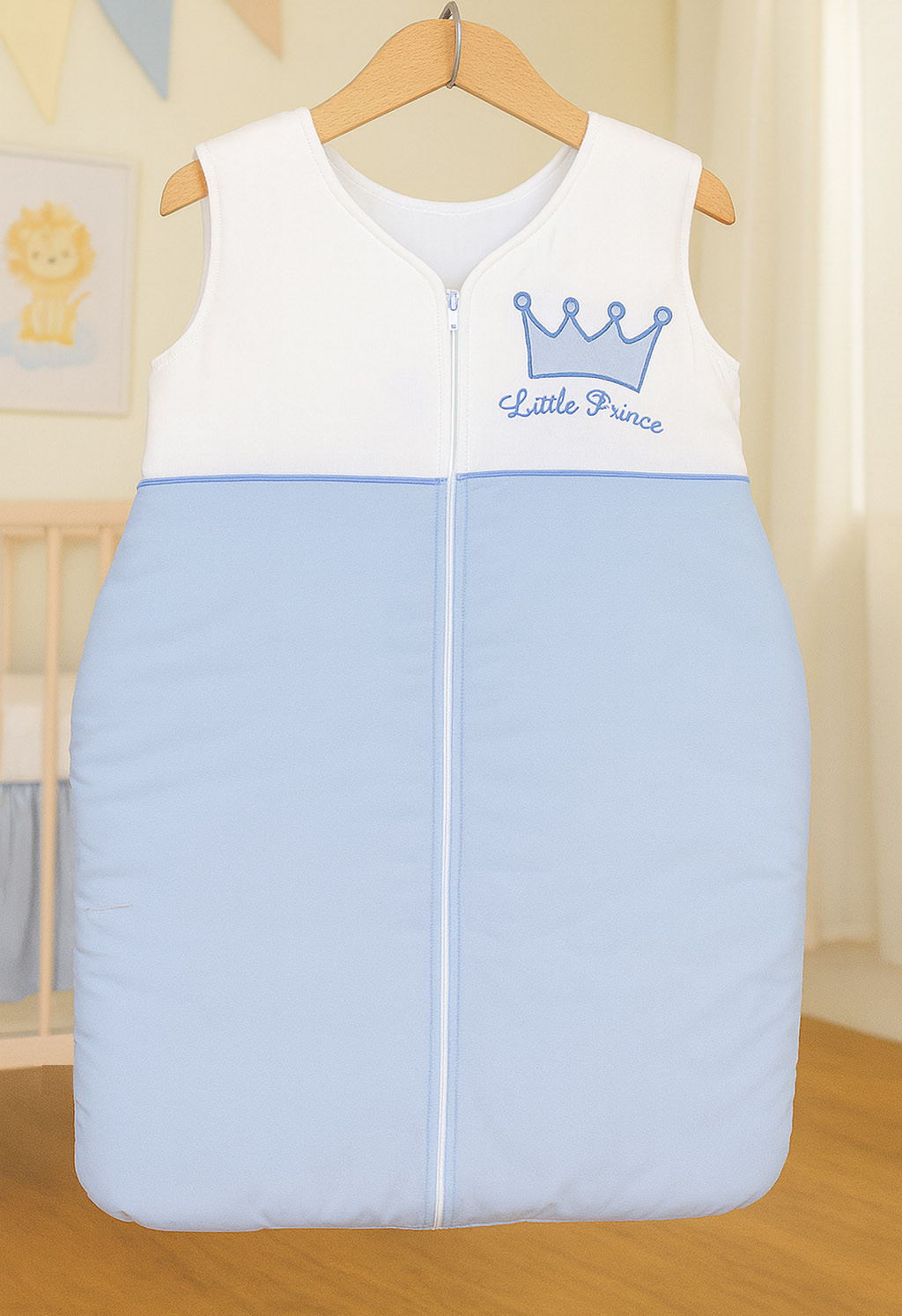 Cotton sleeping bag for children, size M, 6-12 months, TOG 2.5, all-season, Little Prince blue