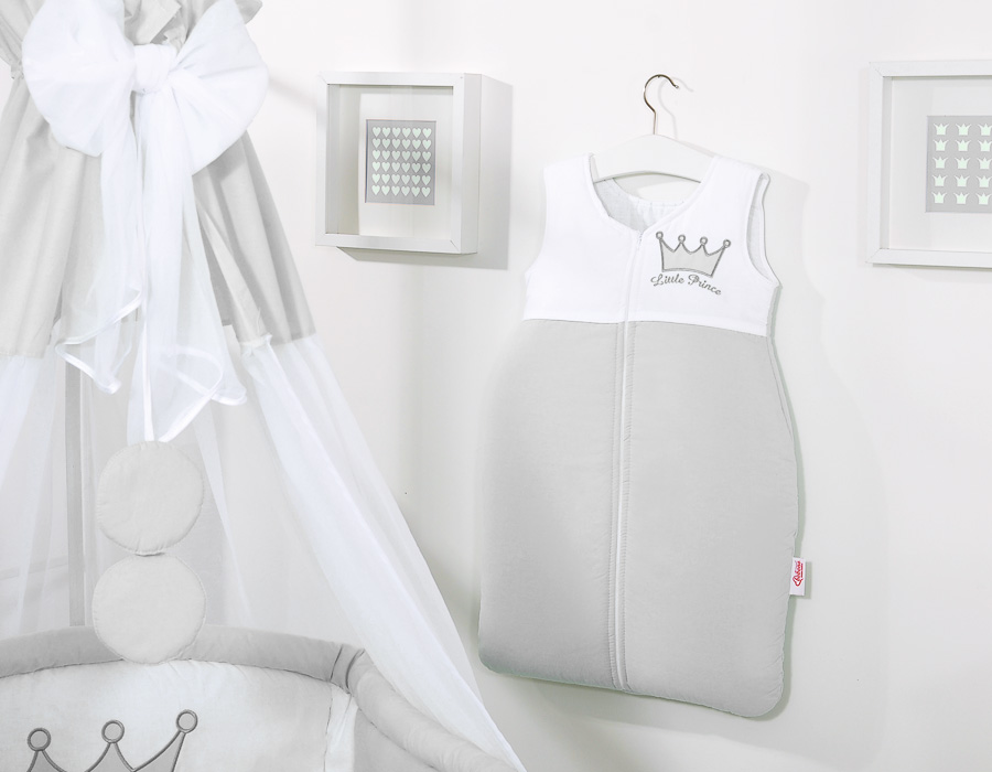 Cotton sleeping bag for children, size M, 6-12 months, TOG 2.5, all-season, Little Prince gray