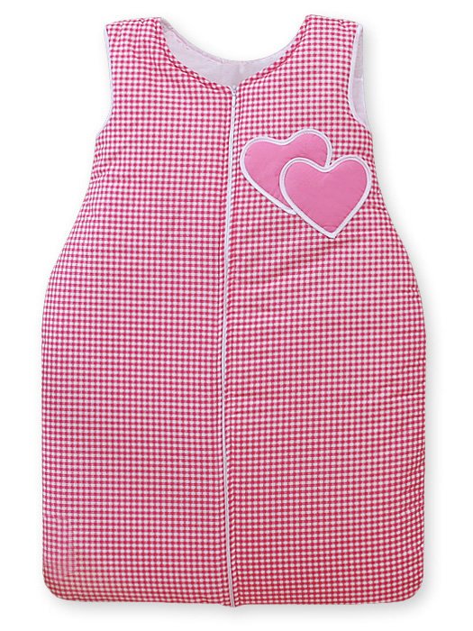 Cotton sleeping bag for children, size M, 6-12 months, TOG 2.5, all-season, dark pink checkered