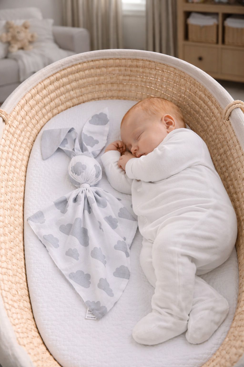 DOUDOU mīksta omulīga kokvilnas sedziņa–zaķītis – Pelēki mākoņi/pelēks