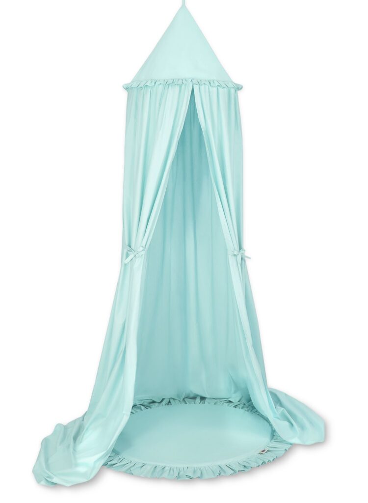 Set: Hanging baldachin for children's room cotton + Floor play mat- mint