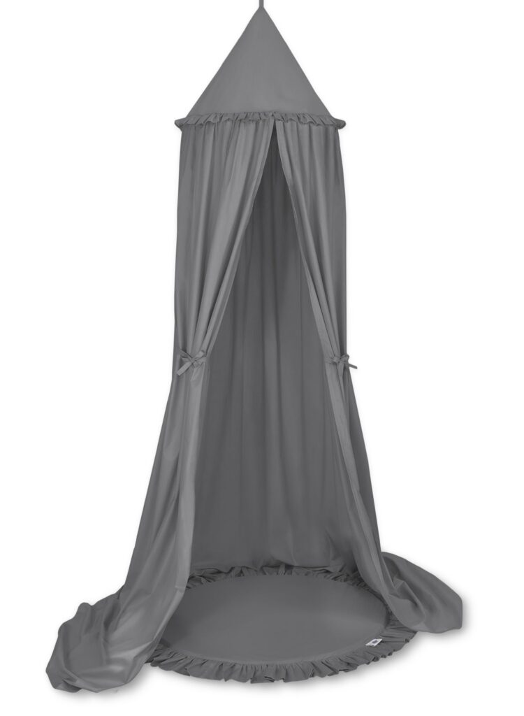 Set: Hanging baldachin for children's room cotton + Floor play mat- anthracite