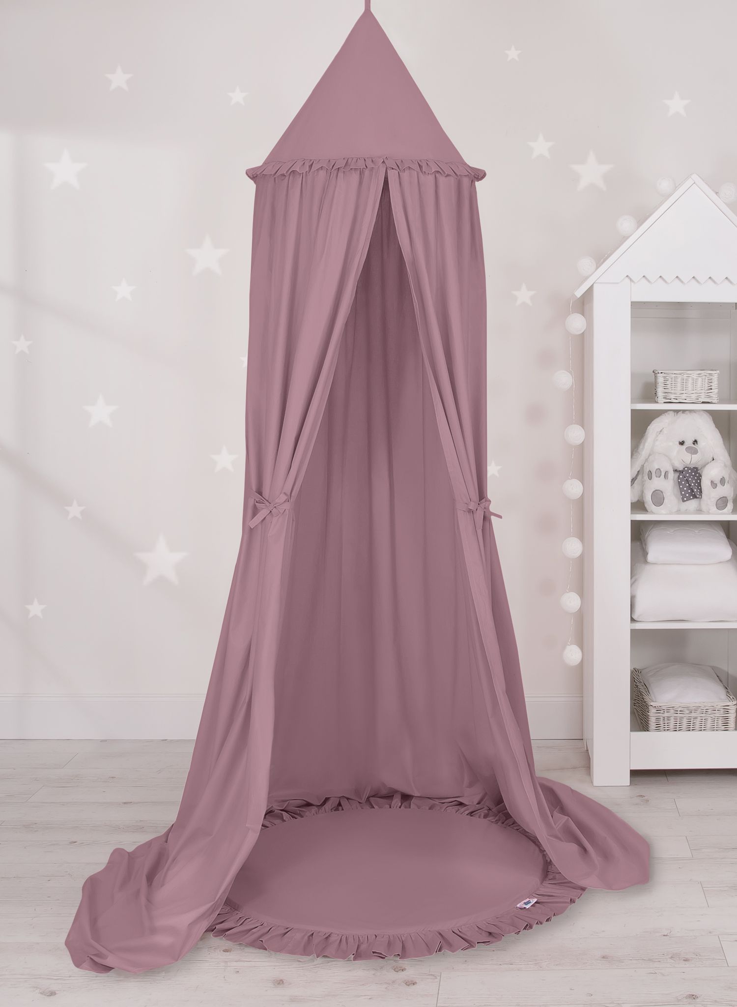 Set: Hanging baldachin for children's room cotton + Floor play mat- pastel violet
