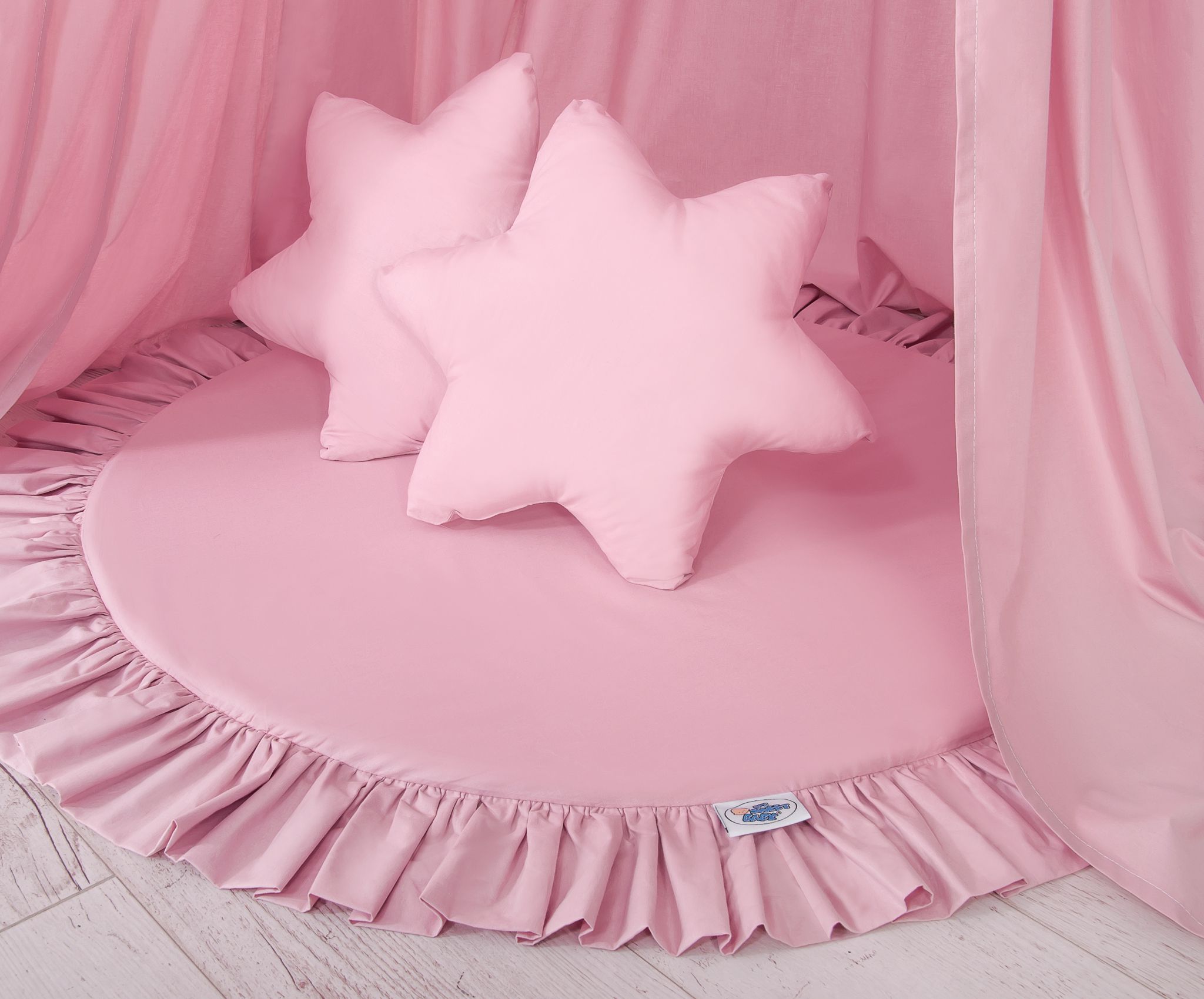 Set: Hanging baldachin for children's room cotton + Floor play mat - pink