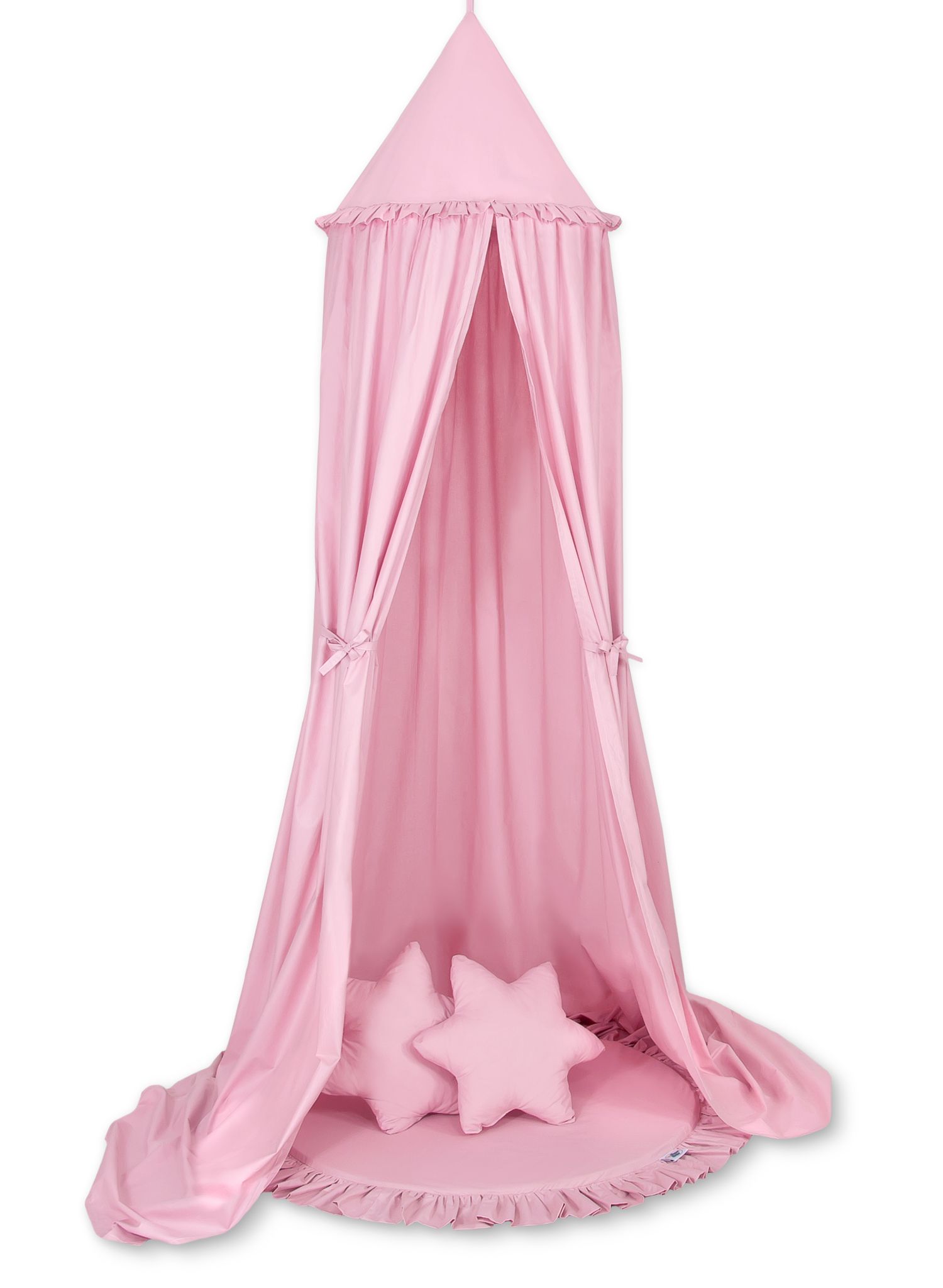 Set: Hanging baldachin for children's room cotton + Floor play mat + pillows - pink