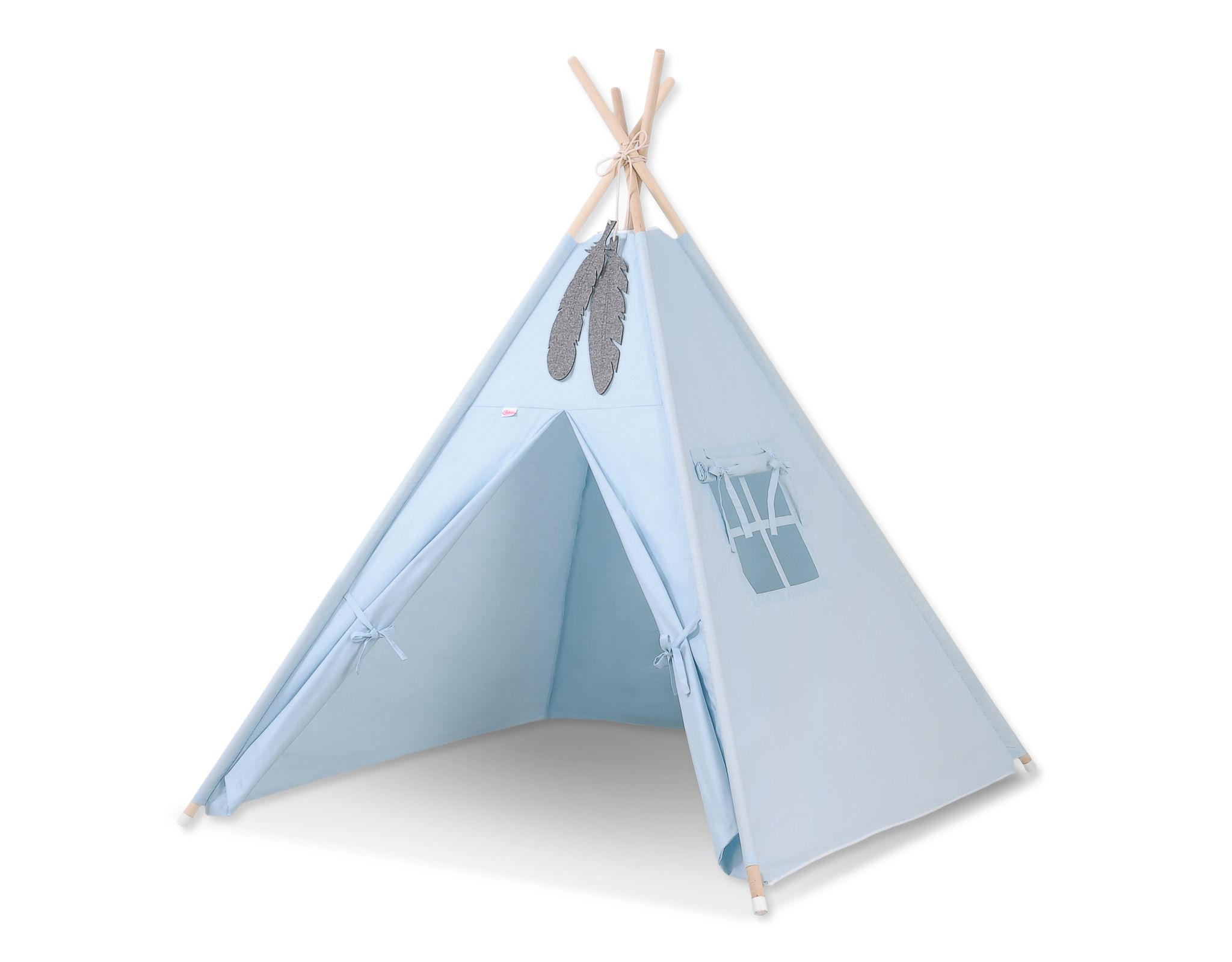 Teepee tent for kids + decorative feathers - blau