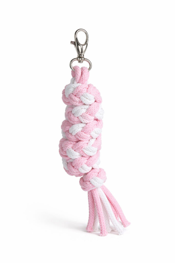 Tether for Hobby Horse made of double-twine cord - white-pink