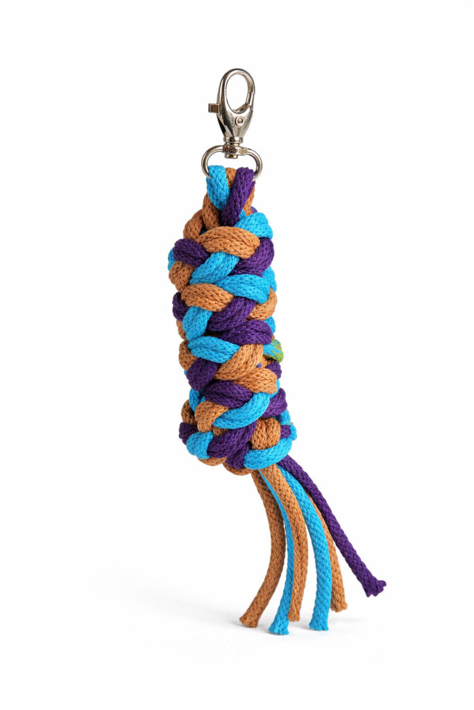 Tether for Hobby Horse made of double-twine cord - dark purple/ turquoise/ terracotta