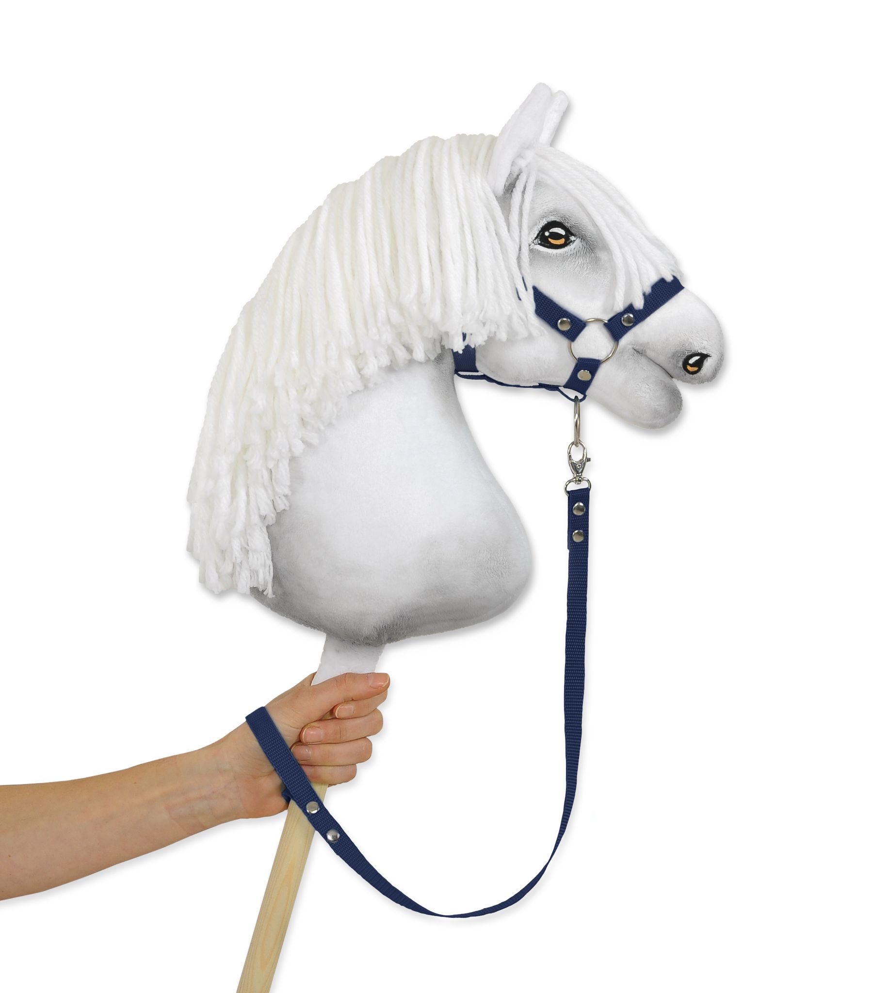 Tether for hobby horse made of webbing tape - denim