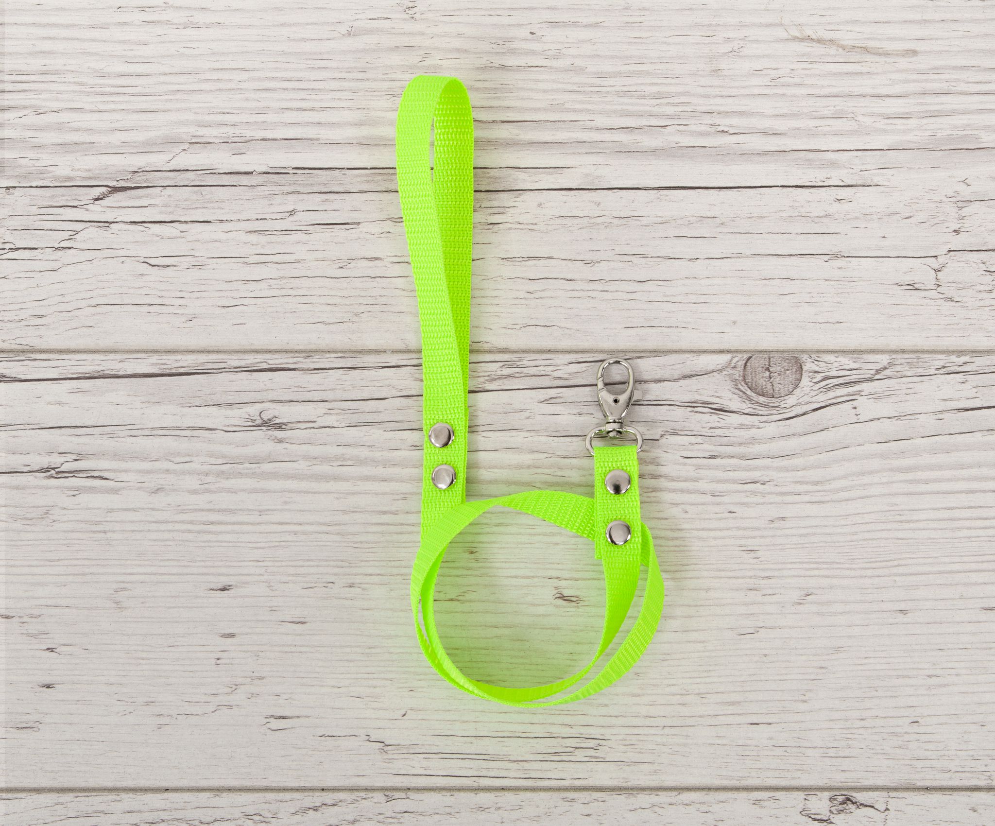 Tether for hobby horse made of webbing tape - neon green