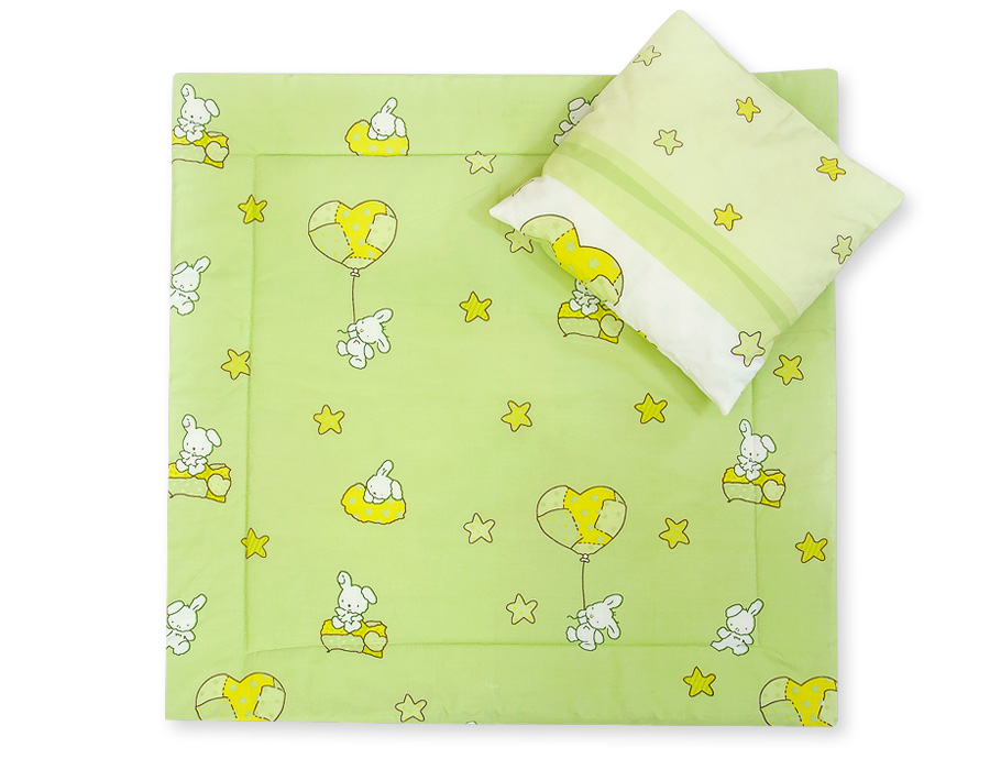 Pram bedding set with duvet and pillow 2pcs - Forest animals green