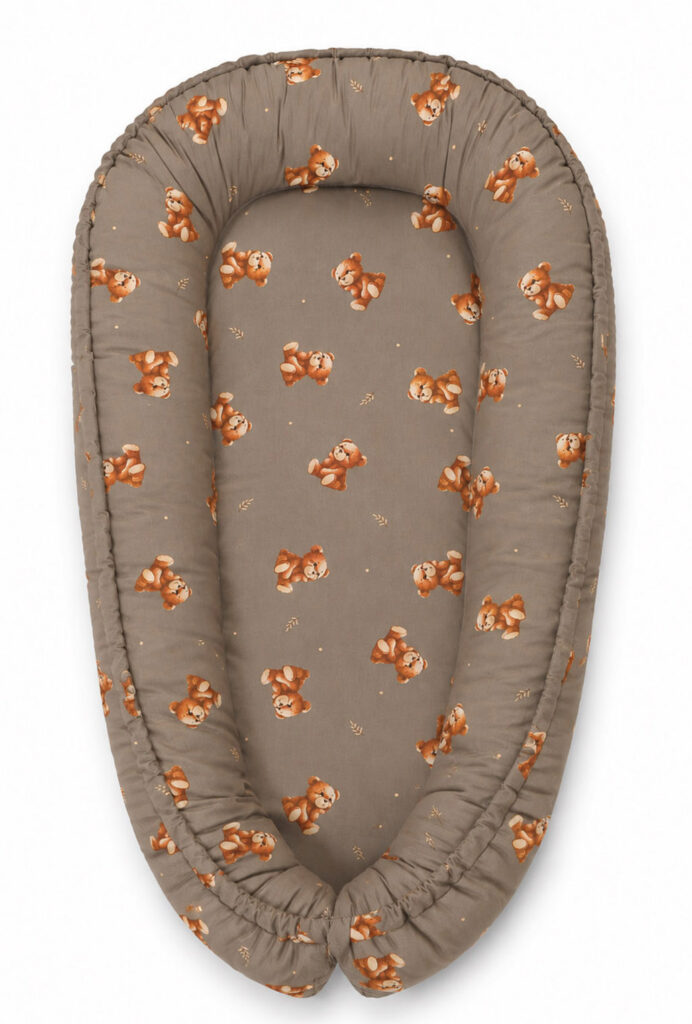 Divpusēja Premium mazuļa ligzdiņa jaundzimušajiem un zīdaiņiem MY SWEET BABY – Toffee Teddy
