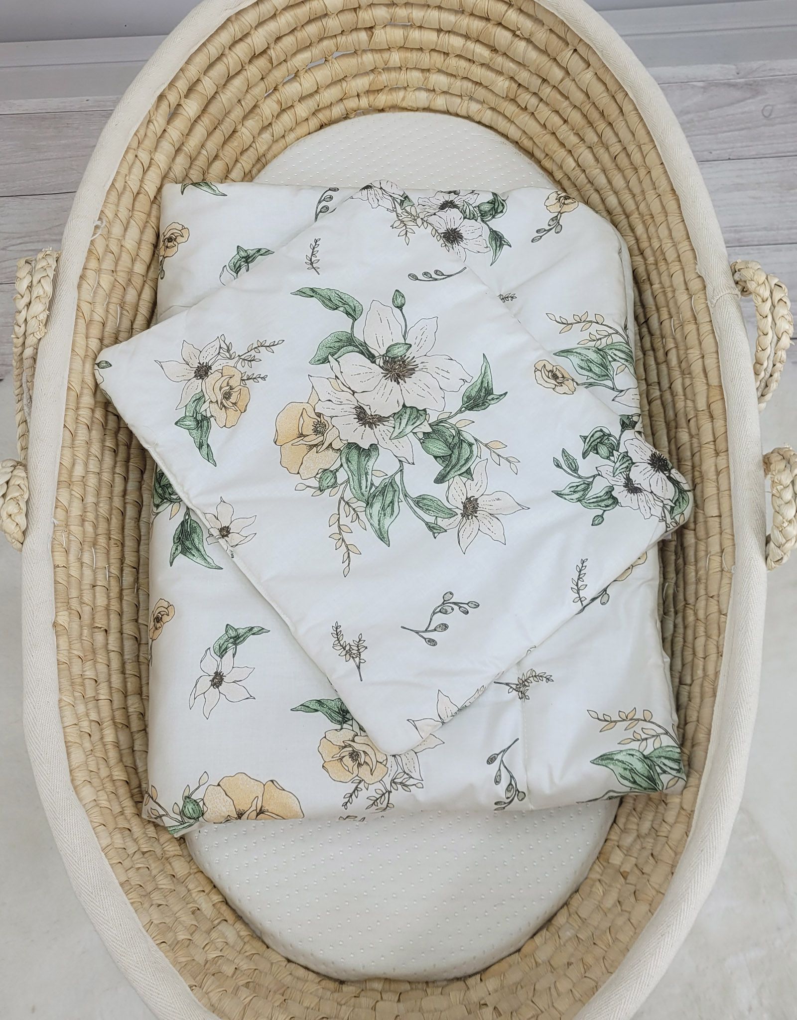 Bedding set 2-pcs 75x100cm NEWBORN- Clematis on beige