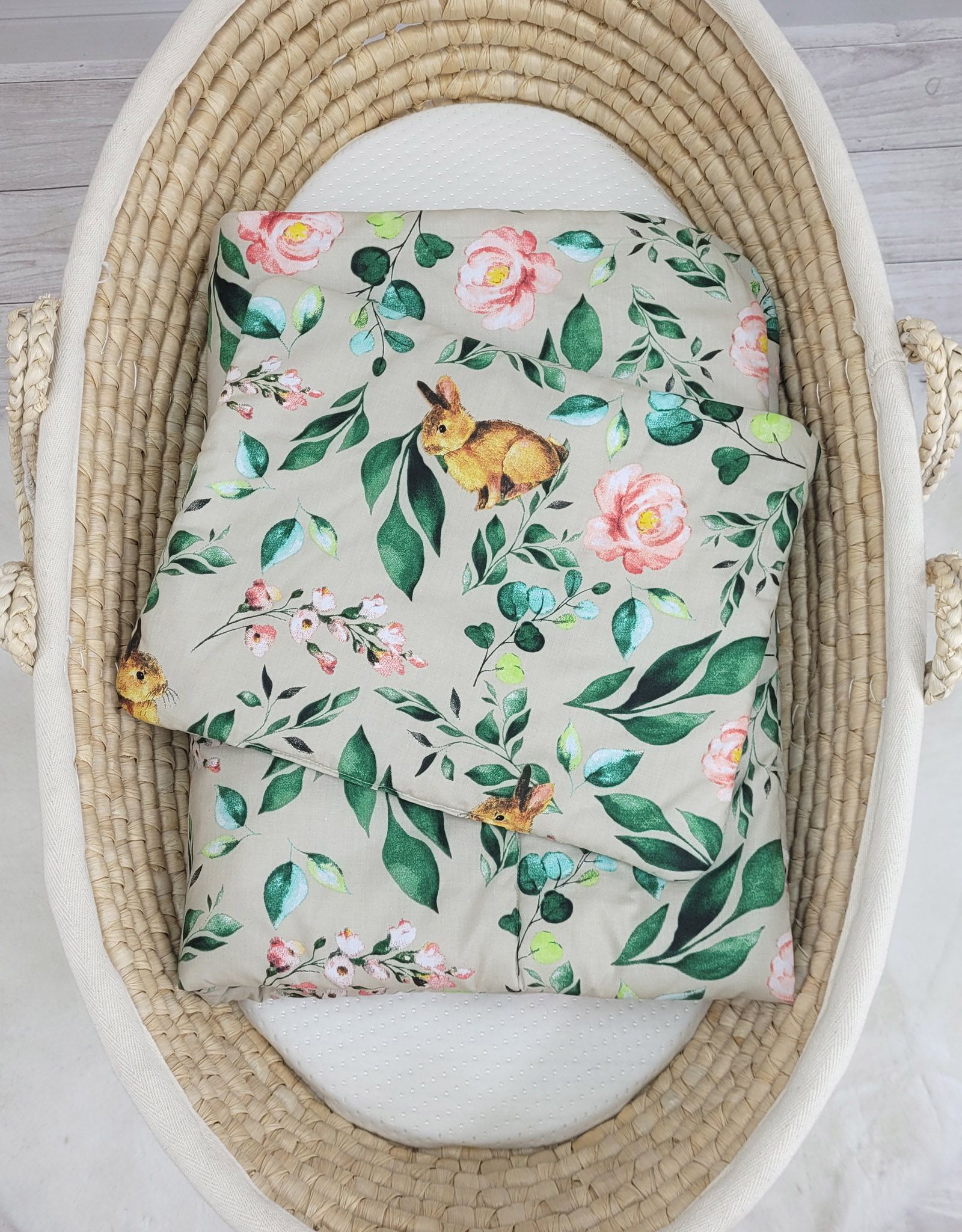 Bedding set 2-pcs 75x100cm NEWBORN- Rabbit with flowers