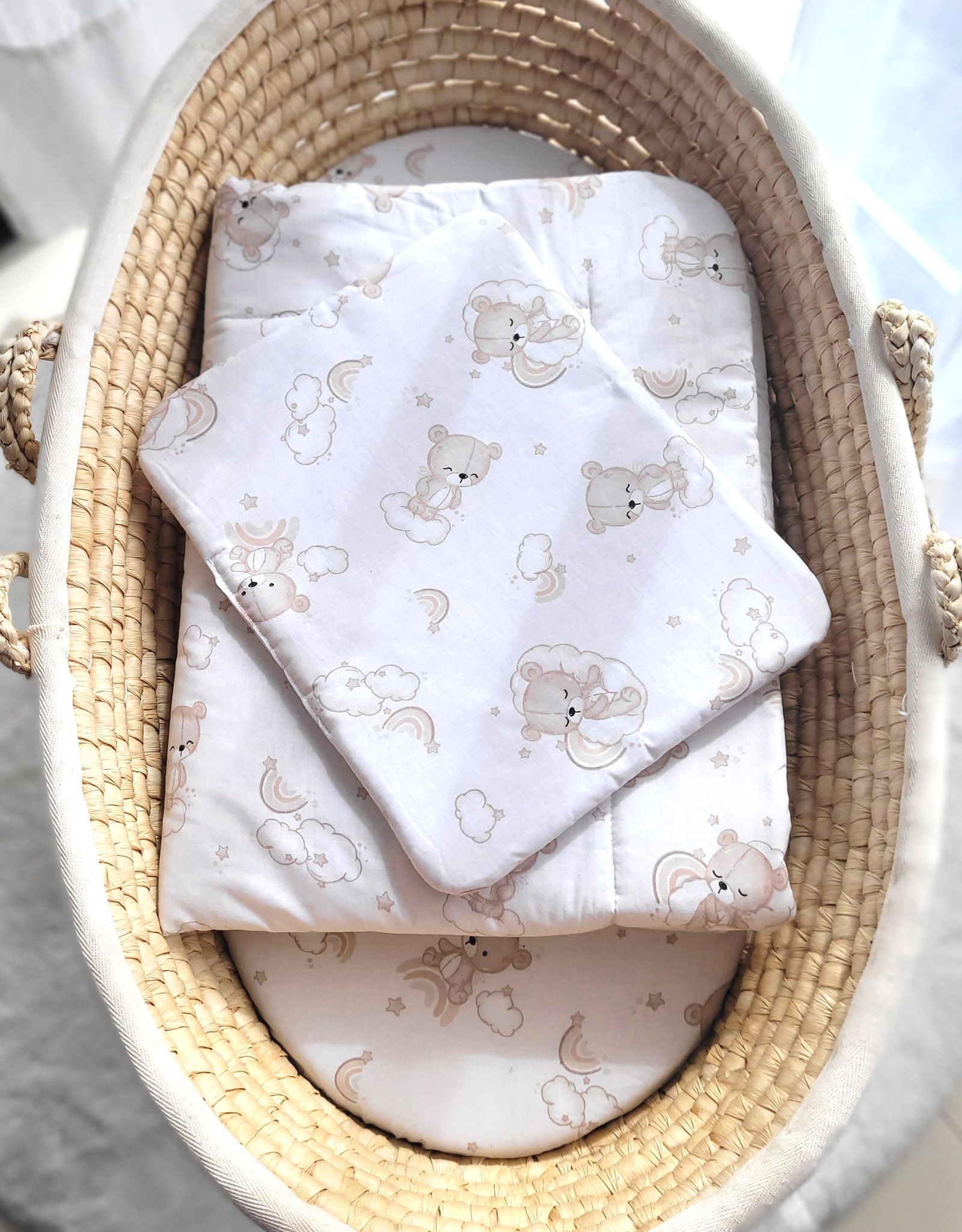 Bedding set 2-pcs 75x100cm NEWBORN- rainbow beige bear