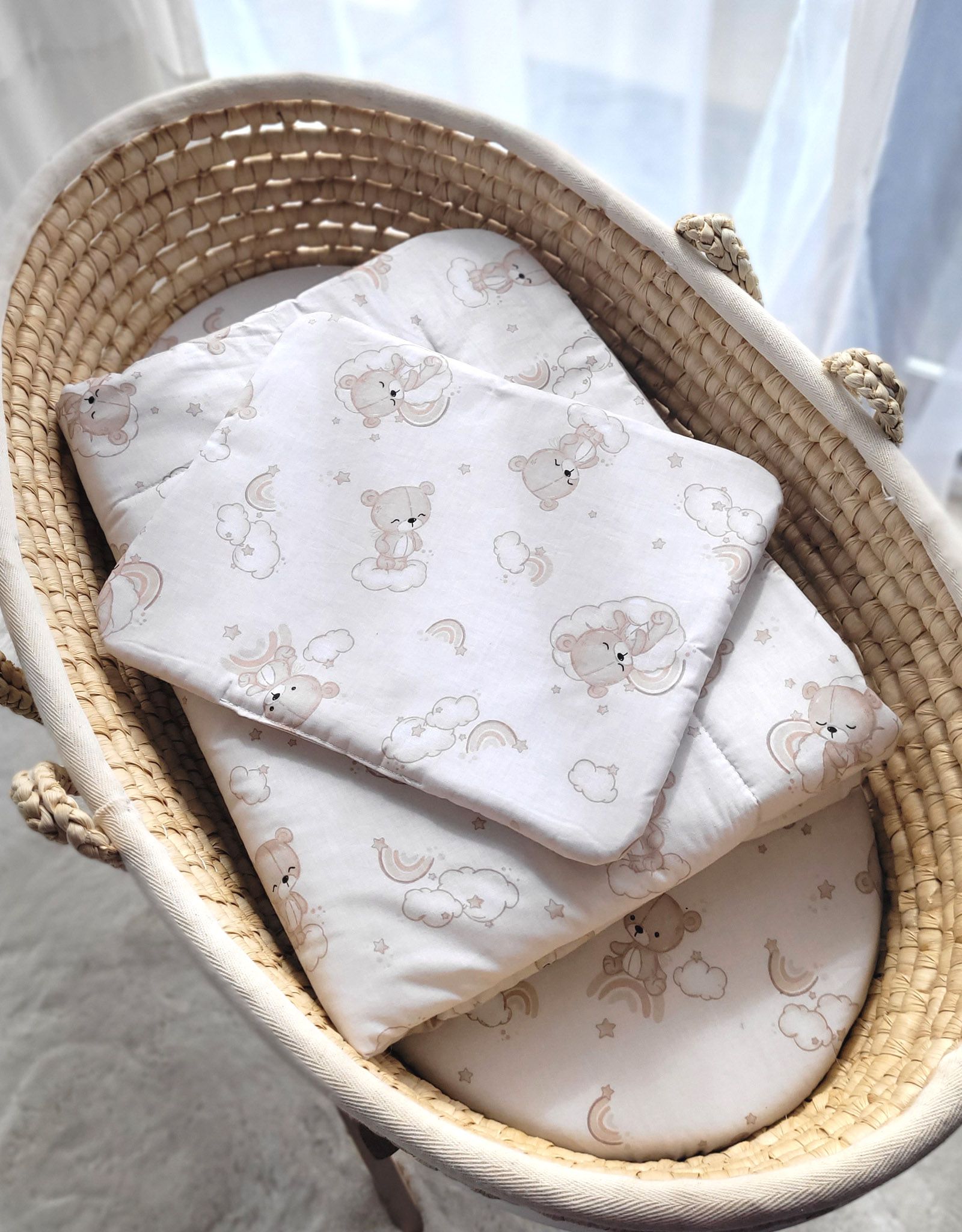 Bedding set 2-pcs 75x100cm NEWBORN- rainbow beige bear
