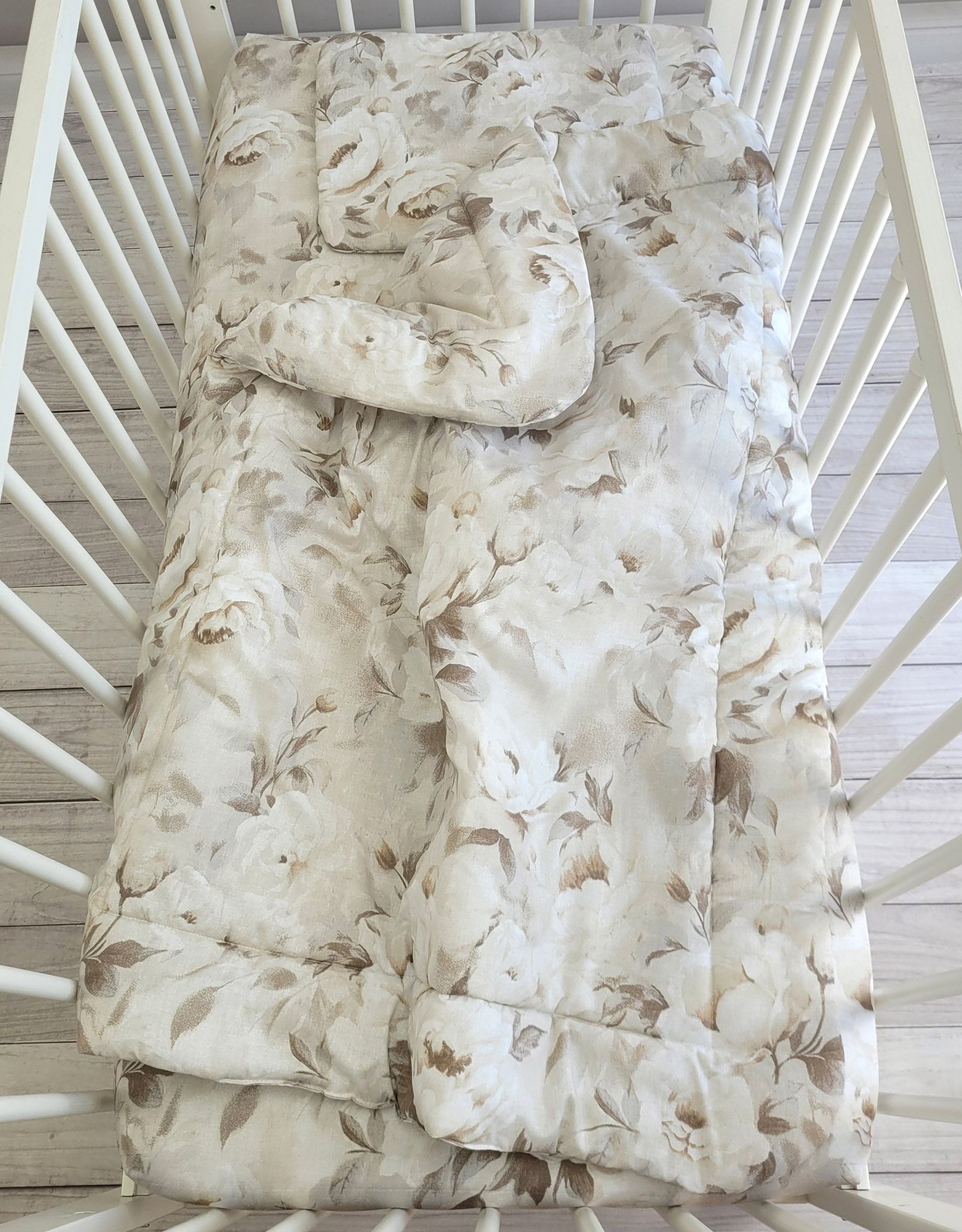 Bedding set 2-pcs 75x100cm NEWBORN- Peonies beige