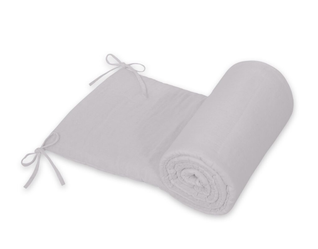 Universāla muslīna gultiņas apmalīte 180 × 30 cm — pelēka